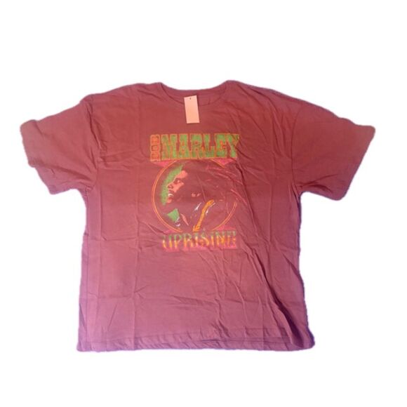 Bob Marley "Uprising" Reggae Zion Rootswear Graphic T-Shirt - Mauve/Maroon - XXL - Picture 1 of 3
